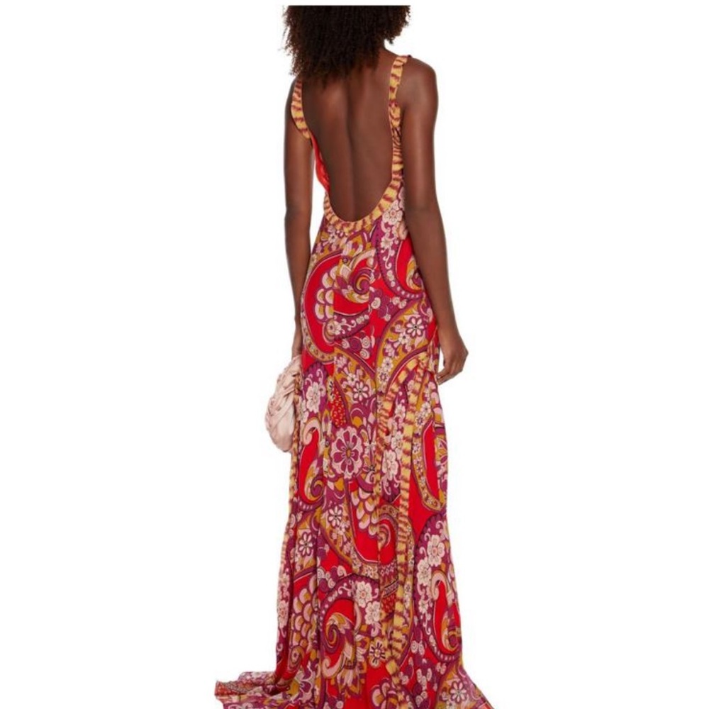 ETRO OPEN BACK RUFFLE SILK GOWN - Picture 2 of 3